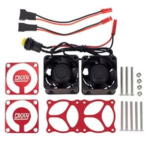 DKKY RC Motor Cooling Fan Heatsink 2Pcs DIY Kit for 1/5 Scale RC Car Parts TRX4 ARRMA Axial 1/10 1/8 Upgrade Red