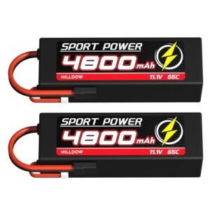 Hilldow Lipo Battery 4800mAh 65C 11.1V 3S RC Battery with TR Plug Connector for the Biggest RC Plane Ever Made and Other RC Vehicles 2 Pack
