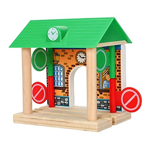 Gazechimp Wooden Train Railway Track Accessories Barricade Station Compatible with Bakersfield RC Track