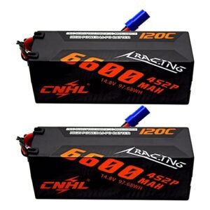 CNHL 6600mAh 4S Lipo Battery 14.8V 120C with EC5 Plug for RC Car,RC Airplane/Truck, Heli Airplane，Multi-Motor Hobby DIY Parts（2 Packs）