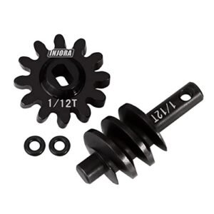 INJORA Underdrive Gears Differential Axle Steel Gears 1 12T Steel Worm Gears Upgrade Parts for AX24 SCX24 C10 JLU Gladiator Bronco Deadbolt Axial 1 24 RC Crawler Car