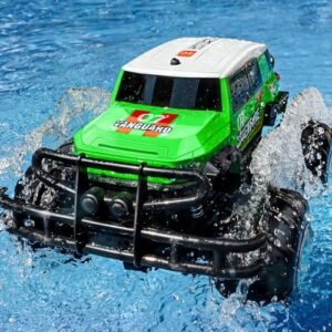 Ruko 1601AMP2 Amphibious Desert Monster RC Car 1 10 Scale IPX6 Waterproof Remote Control Truck with Lights for All Terrain 2 Rechargeable Batteries Green