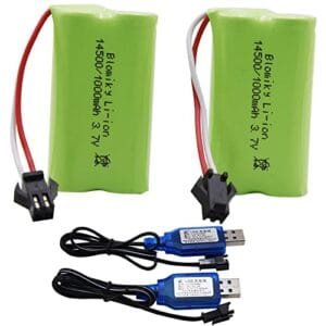 Blomiky 3.7V 1000mAh Lithium ion Rechargeable Battery 2 Pack with SM2P Plug and Onyx RC Battery Charger for Remote Control Trucks