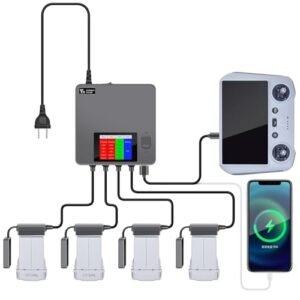 Hanatora RC Multi Battery Charger LCD Display Fast Parallel Charging Hub for DJI Mini 3 3 Pro 4 Pro Batteries