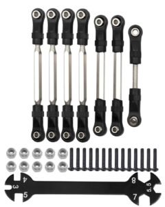 Rcarmumb Adjustable Turnbuckles Camber Link Part for 1/10 Slash 2WD and 4x4 RC Trucks 7pcs Set with Rod Ends and Wrench