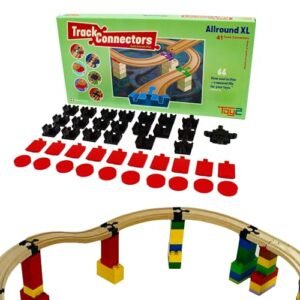 TOY2 RC Drift Track Parts Plastic Connectors for Wooden Train Sets 41 Piece Allround XL Compatible with Duplo Brio