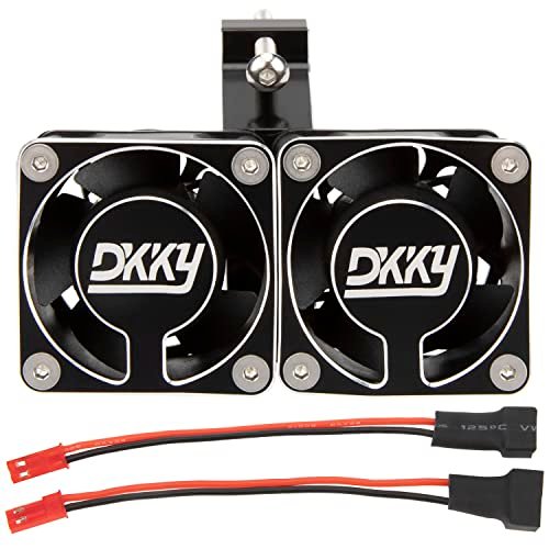 DKKY High Speed RC Motor Cooling Fan Heatsink 20000 RPM Adjustable Mount for ARRMA Axial 1/5 1 6 1/7 RC Aircraft Models with 1717 5687 56113 2028 Motor Black