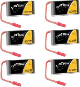 TATTU 3.7V 800mAh 25C 1S LiPo Battery Pack with JST Plug for Sky Wing RC and Other RC Quadcopters 6 Pcs