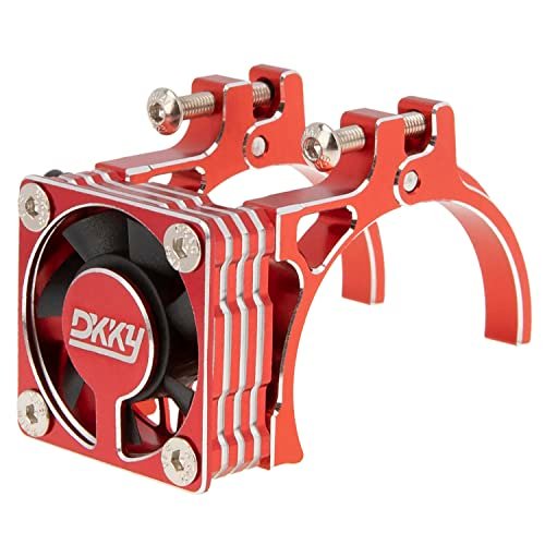 DKKY RC Motor Cooling Fan Heatsink Adjustable 40 43mm for 1/10 RC Crawler Axles Arrma Axial Traxxas 1/8 Scale Models with 42mm Motor Red