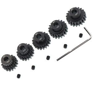 Treehobby 5PCS Metal Steel M1 Pinion Gear Sets 16T 17T 18T 19T 20T for RC Western Star Dump Truck 5mm Motor Shaft Gears