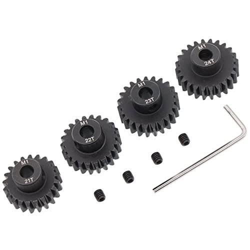 Treehobby 4PCS Metal Steel M1 Pinion Gear Sets 21T 22T 23T 24T for 5mm RC Motor Shaft Compatible with Jamara RC Truck and Other 1/8 1/10 Scale Models