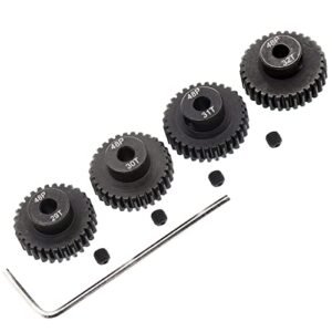 Treehobby 4PCS Metal Steel 48P Pinion Gear Sets 29T 30T 31T 32T for 3.175mm RC Motor Shaft Compatible with 66 Chevy Truck RC Body and Major Brands