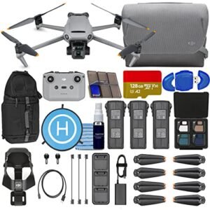 DJI Mavic 3 Fly More Combo 46-Min Flight Time 5.1K Video Camera Drone Bundle with 3 Batteries, 128 GB SD Card, 4 PC ND Filter Set, Backpack, Landing Pad and Flymore Kit (35 Items)