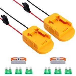 Elefly 2 Pack Power Wheels Battery Adapter for RC Truck Tires and Wheels 20V Battery with Fuse Wire Terminals