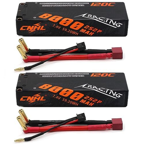 CNHL 2s Lipo Battery 8000mAh 120C 7.4V Hard Case for the Biggest RC Truck Ever and Other RC Vehicles 2 Packs