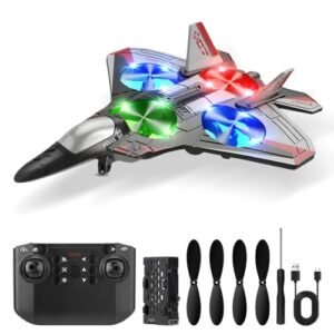 Soputry RC Concorde Jet Model V25 Stunt Remote Control Airplane with 360 Spin and LED Lights Red