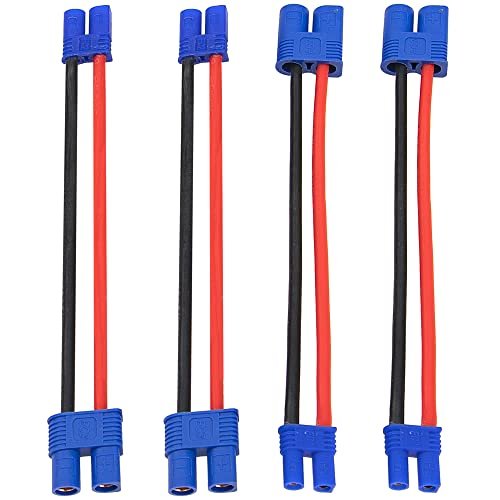 ShareGoo 2Pairs EC2 to EC3 Plug Adapter with 10CM 16AWG Cable for Hot Wheels RC Terrain Twister Charger