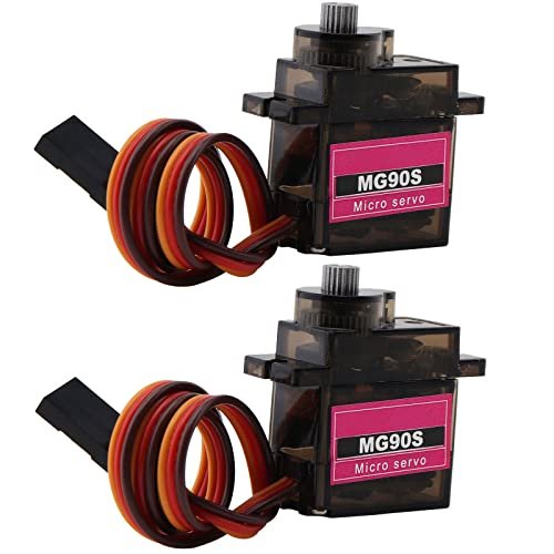 DiGiYes 2Pack MG90S Micro Servo Motor Metal Geared 9G for RC Airplane Controls Explained Helicopter Boat Smart Robot Car