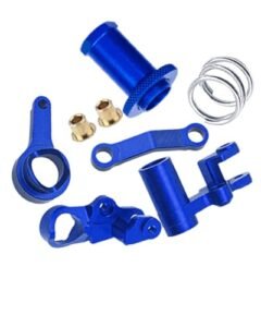 RCMYou 1/10 Scale RC Drag Tires Alloy Steering Bellcranks Servo Saver Upgrades Part for Slash Rustler Stampede Hoss 4x4 VXL 4wd Aluminum Drag Link Set with Bearings Navy Blue