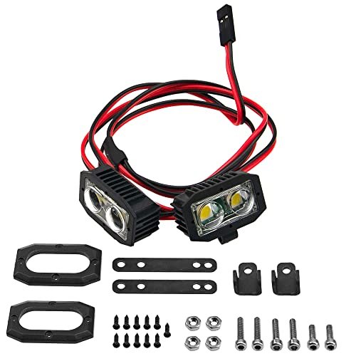 HIRCQOO RC Crawler Bumper Light LED Headlight Spotlight for Adventure Force RC Car Not Working Fix Compatible with Traxxas TRX 4 Axial SCX10 90046 D90 CC01 Wraith Redcat Gen8 1/10 Scale Models