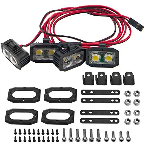 HIRCQOO RC Crawler Bumper Light LED Headlight Spotlight for Ford F 150 RC Car Traxxas TRX4 Axial SCX10 1/10 Scale Model 4 LEDs
