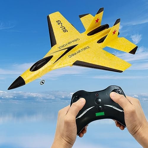 SU 35 Jet Fighter Stunt RC Airplane 2.4G Remote Control Plane General Hobby RC Airplanes Model EPP Foam Toy Yellow
