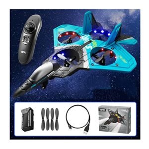 2023 V17 Jet Fighter Stunt Gas RC Jet Plane Remote Control Aero Drone with 360° Stunt Spin Gravity Sensing and LED Lights for Beginners Blue