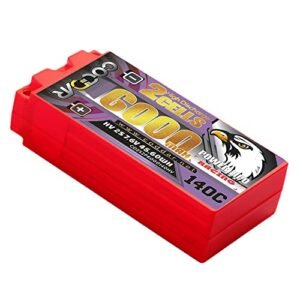 CODDAR 6000mAh 2S 7.6V 140C HV LiPo Battery with 5mm Bullet Connector for 1:10 Scale RC Cars RC Racing Drone FPV Quads Quadcoper