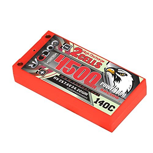 CODDAR 4500mAh 2S 7.6V 140C HV LiPo Battery with 5mm Bullet Connector for 1:10 Scale RC Cars RC Racing Drone FPV Quads Quadcoper