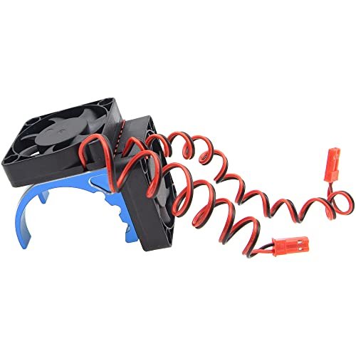 ShareGoo RC 42mm Motor Heatsink with Dual Cooling Fan for Diesel RC Car Engine Compatible with Arrma Kraton Talion Typhon HSP Redcat HPI Traxxas 1/8 Scale Models Blue