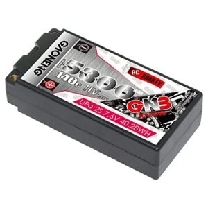 GAONENG GNB 5300MAH 2S HV 7.6V 140C Short Shorty Pack 5.0mm Bullet Hard Case RC LiPo Battery 1:10 1:8 Scale RC Race Car LiHV