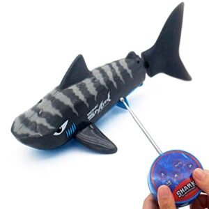 Tipmant Cute RC Shark Mini Radio Remote Control Submarine Toy for Kids Swimming Pool Water Tank Grey