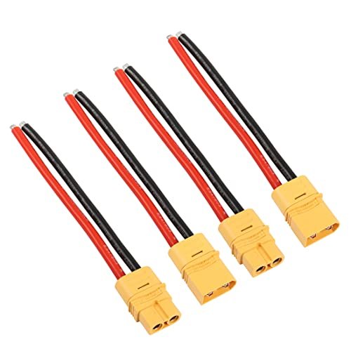 YACSEJAO 2 Pairs XT60H Battery Connector Female and Male 12AWG Gold Plated Brass DC 500V 30A Yellow RC Drone Car Lipo Battery Charger ESC Best Cheap RC Car Reddit