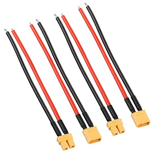 YACSEJAO 2 Pairs XT30U Male and Female Connector 18AWG 4 inch XT30U Plug Silicone w/Battery Straps RC Lipo Battery Cable for RC Lipo Battery Micro FPV Racing Frame