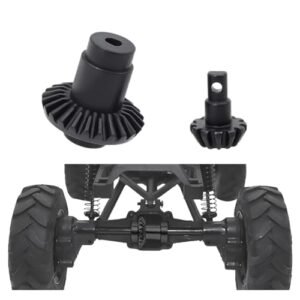 2PCS Metal Harden Steel Axle Bevel Gear Upgrade Parts for Mad Wagon RC Car FMS 1/24 FCX24 Power Wagon Xiaoqi Black