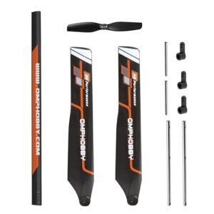OMPHOBBY M2 EVO Helicopter Parts Main Blades Tail Boom Main Shaft Feathering Shaft Servo Swing Arm Accessory Sets Orange Cheap RC Helicopter Parts