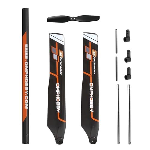 OMPHOBBY M2 EVO Helicopter Parts Main Blades Tail Boom Main Shaft Feathering Shaft Servo Swing Arm Accessory Sets Orange Cheap RC Helicopter Parts