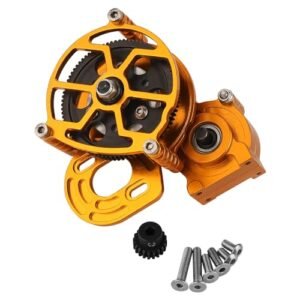 ZXYRC 1/10 Full Metal Assembled Transmission Gearbox with Steel Gear Set for SCX10 1/10 RC Crawler Car Perfect for Custom RC Car Airbrush Paint Projects Gold
