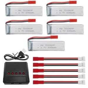 sea jump 5PCS 3.7V 600mAh Lithium Battery with 5-in-1 Balanced Charger for UDI U815A U817 U817A U818A WLtoys V929 V959 V969 V979 V989 V999 V212 V222 Syma S032G Aerial Four Axis Aircraft