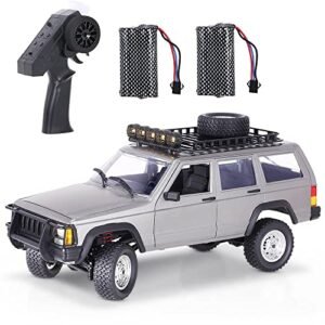 Goolsky RC Rock Crawler 1/12 Scale Remote Control Car 4WD Off Road RC Truck with LED Lights for Kids and Adults Includes 2 Batteries Silver
