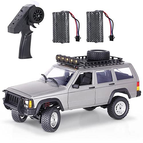 Goolsky RC Rock Crawler 1/12 Scale Remote Control Car 4WD Off Road RC Truck with LED Lights for Kids and Adults Includes 2 Batteries Silver