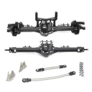 Element Division RC Car Aluminum CNC Complete Front Rear Axle Set for 1/10 Scale Crawler Axial SCX10 II RGT 86100 Redcat GEN8 Element Enduro CC01 Black