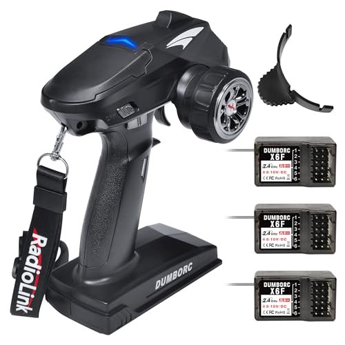 ATA HOBBY DUMBORC X4 2.4GHz 4-Channel RC Radio Transmitter and 3PCS X6F Receiver with Fail-Safe & Low Voltage Alarm Function Mixed Mode for Rc Vehicle Car Boat Tank Model Parts Remote Controller