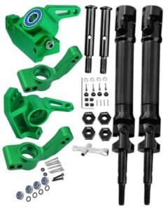 RCMYou Alloy Caster Block Steering Blocks Rear Stub Axle Carriers Stainless Steel Drive Shaft Axles CVD Upgrades Part for 1/10 RC Body 3D Print Slash Stampede Rustler VXL 2WD Nitro Slash Bigfoot 2WD Green