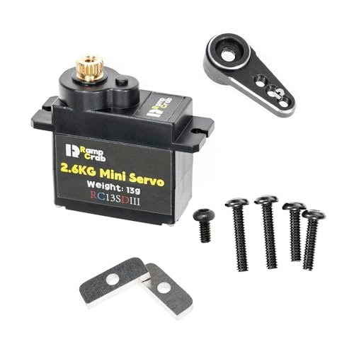 RampCrab 13g Micro Servo with Aluminum Alloy Arm Best Micro Scale RC Car Upgrade for FCX24 Power Wagon Butcher Max Smasher Big Foot Monster Truck K5