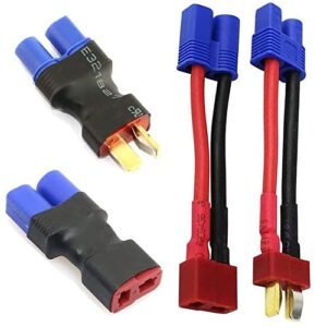 JIECHUN 4pcs RC LiPo Battery Connector Adapter EC3 to T Male Female for RC Battery Terminals