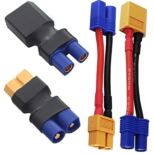 JIECHUN XT60 to EC3 Plug Adapter Connector for RC Eurofighter Plans FPV Drone Car Battery Charger ESC
