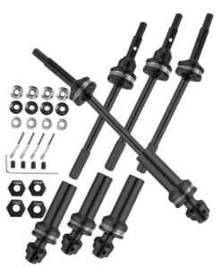 Rcarmumb RC Upgrades Part Drive Shaft CVD for Hong Kong RC Plane Enthusiasts 1/10 Slash VXL 4x4 4wd Stampede VXL 4x4 4wd Rustler VXL 4x4 4wd 4PCS Front Rear Stainless Steel #45 Driveshaft Axles with Hex Black