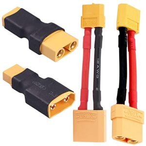 JIECHUN RC Diesel Engine Conversion Adapter 2 Pairs XT90 to XT60 Male Female Plug Connector with 12 Gauge 5cm Silicone Wire