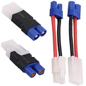 BSR RC Tires Compatible 2Pairs EC3 to Tamiya Connector Adapter with 14AWG 5CM Wire for Lipo Battery Conversion